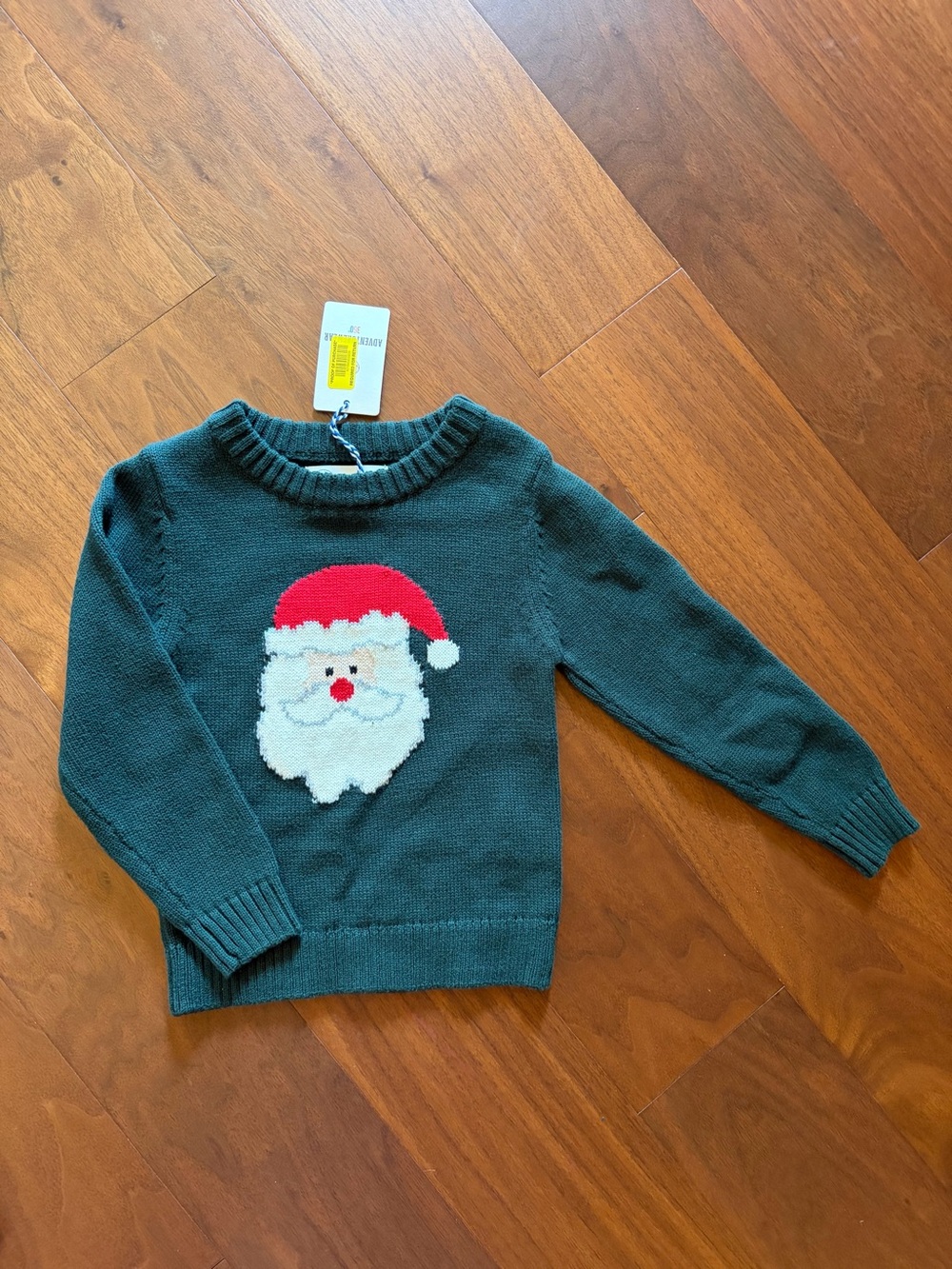 Kids Green Santa Knit Sweater